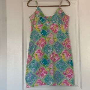 Lilly Pulitzer pink and green spaghetti strap dress, size 8